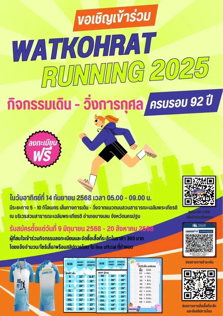 เดิน-วิ่ง  การกุศล 92 ปี (W.K.R.RUNNING 2025)'s banner